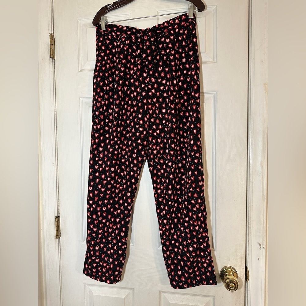 Monki polyester black pants with hearts.